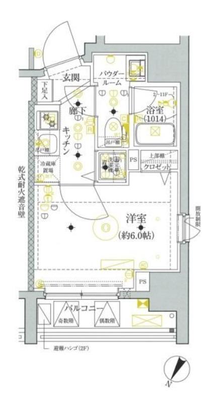 セジョリ横浜ウエスト(1K/3階)の間取り写真