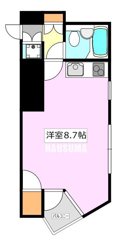 カゼッタ駒(ワンルーム/3階)の間取り写真