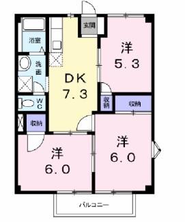 SEVENTYSEVEN FI(3DK/2階)の間取り写真