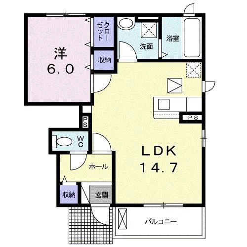 チェリー・ブロッサムA(1LDK/1階)の間取り写真