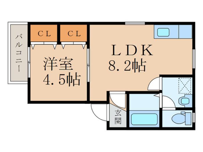 リヒト苅田II(1LDK/2階)の間取り写真