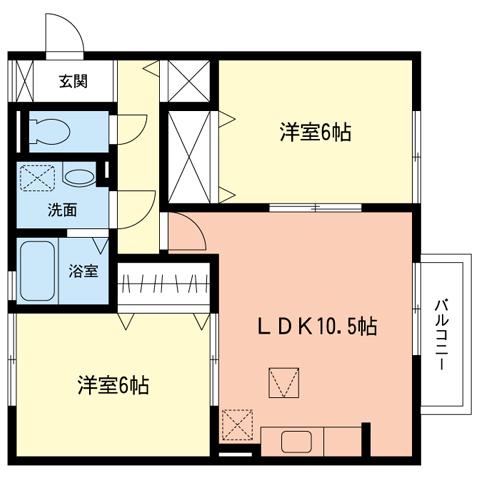 グローリアスB(2LDK/1階)の間取り写真