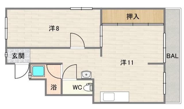 ヴィラ山坂(1LDK/4階)の間取り写真
