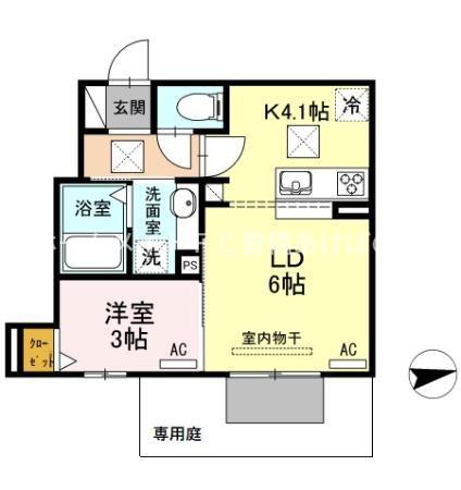 クレール石塚(1LDK/1階)の間取り写真