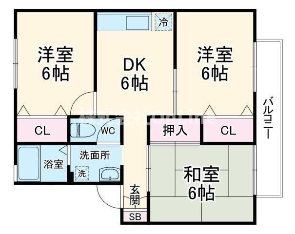 フローラル八尾南(3DK/2階)の間取り写真