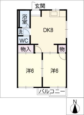 フレグランス豊岡(2DK/2階)の間取り写真