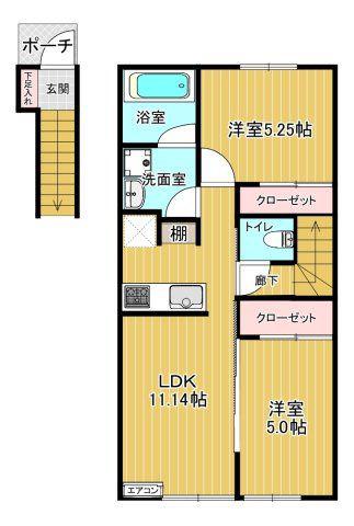 M.J II(2LDK/2階)の間取り写真