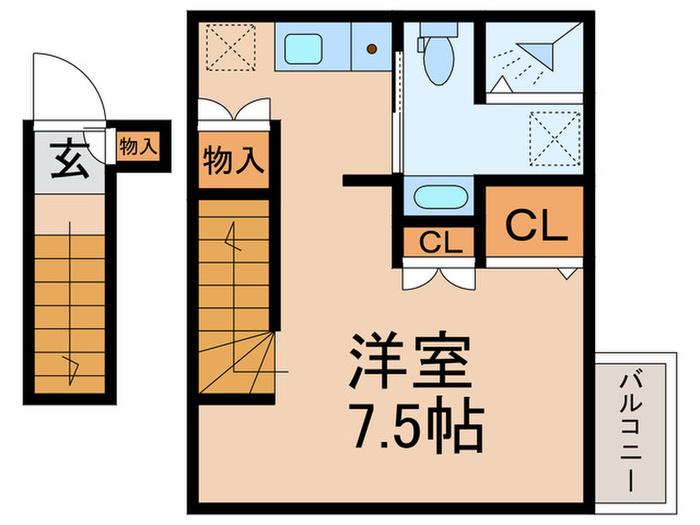 ゆいまーる若宮(ワンルーム/2階)の間取り写真