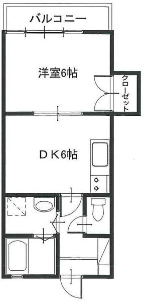 ピュアブルック(1DK/2階)の間取り写真