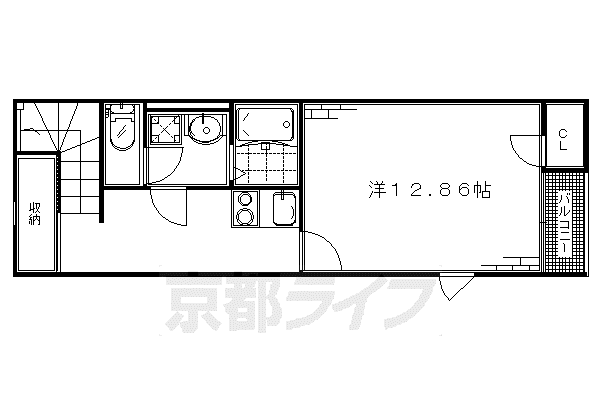 レオネクスト第二宇治川(1K/2階)の間取り写真