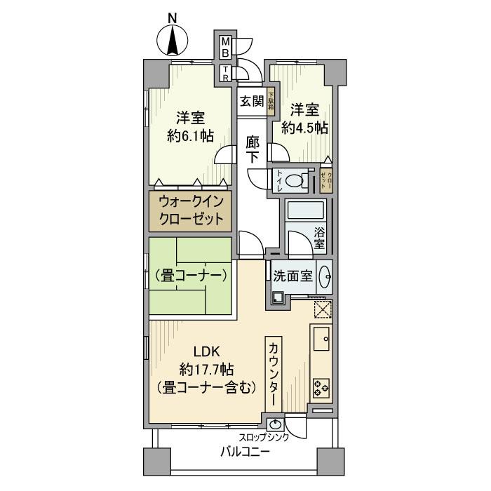 グランドシーズ南堀江(2LDK/8階)の間取り写真