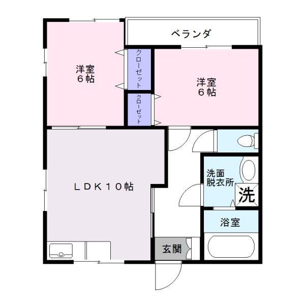 コーポT&M(2LDK/2階)の間取り写真