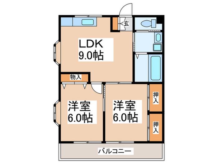 メゾンYKII(2LDK/2階)の間取り写真
