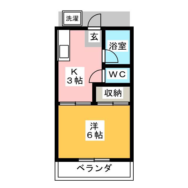 オークサイド北村(1K/1階)の間取り写真