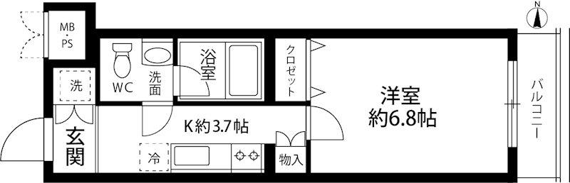 トゥインクル・スター(1K/1階)の間取り写真