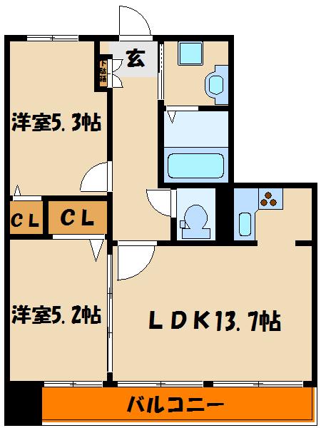 フォブール藤江(2LDK/1階)の間取り写真