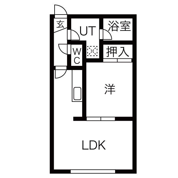 ぎゃらりー45(1LDK/2階)の間取り写真