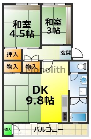 泉北茶山台2丁3番22号棟(2LDK/5階)の間取り写真