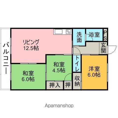 スペースシミズ(3LDK/2階)の間取り写真