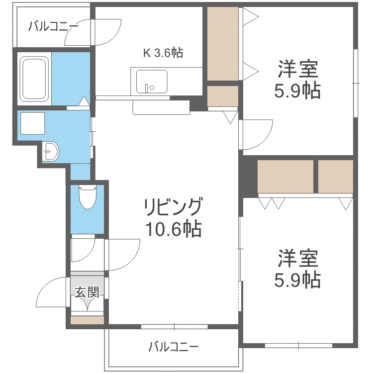 アヴァンセN33(2LDK/4階)の間取り写真