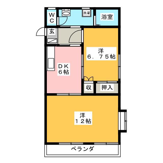 フローラルハイツ(2DK/1階)の間取り写真