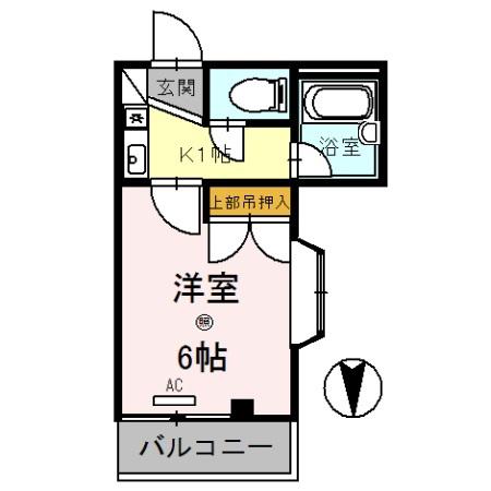 スカイビュー(1K/6階)の間取り写真