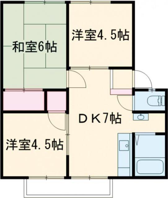 ウィンディア A棟(3DK/2階)の間取り写真