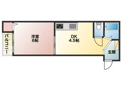 レイクサイドI(1DK/3階)の間取り写真