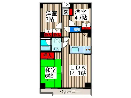 伊奈OCマンション(3LDK/1階)の間取り写真