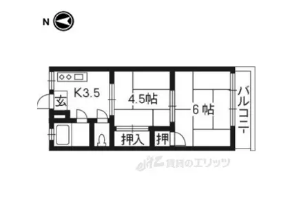 富家マンション(2K/3階)の間取り写真