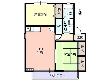 ハイカムール エンジェル(2LDK/1階)の間取り写真