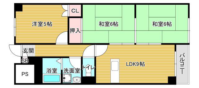 アデューウエダ(3LDK/2階)の間取り写真