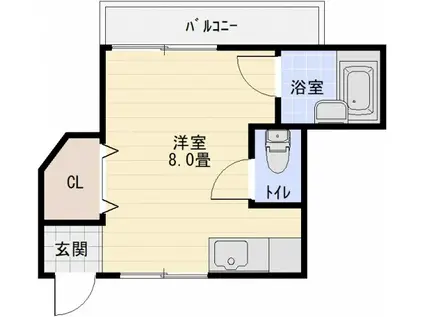 畑本ハイツ(ワンルーム/1階)の間取り写真