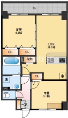 ルーカス長崎諫早I(2LDK/2階)の間取り写真
