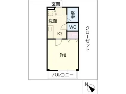 パールマンションII(1K/2階)の間取り写真