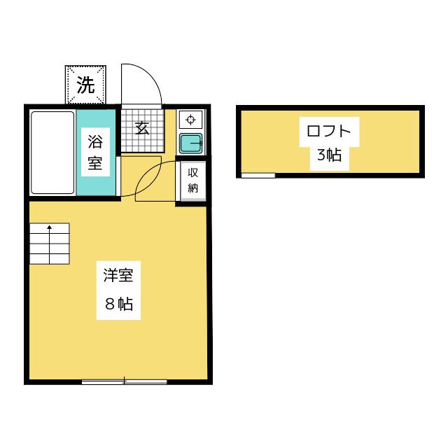 第2コーポ石原(ワンルーム/1階)の間取り写真