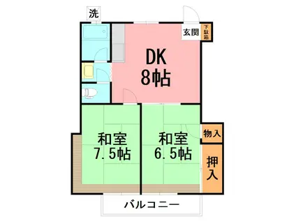 プラザホーム(2DK/2階)の間取り写真