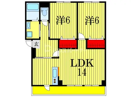 コバビレッジC棟(2LDK/1階)の間取り写真