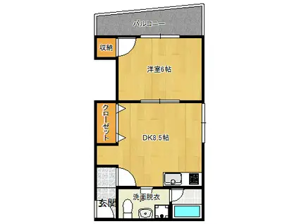 共栄マンション(1DK/4階)の間取り写真