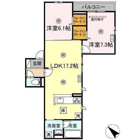 GRANCHIO南蟹屋(2LDK/1階)の間取り写真