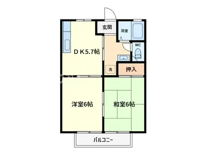 ベルハイツC(2DK/1階)の間取り写真