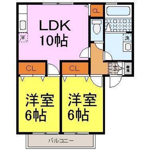 ピュアハイム(2LDK/2階)の間取り写真
