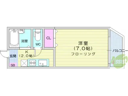 アバンザ鵬図(1K/3階)の間取り写真