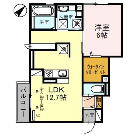 D-ROOMグランデ(1LDK/1階)の間取り写真