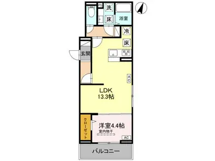 ノーブルヴィラ南浦和(1LDK/2階)の間取り写真