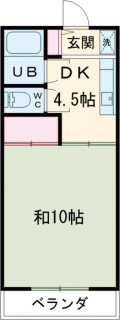 第3錦フルーツコーポ マロン(1DK/2階)の間取り写真