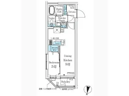 プライムブリス中野富士見町II(1LDK/2階)の間取り写真