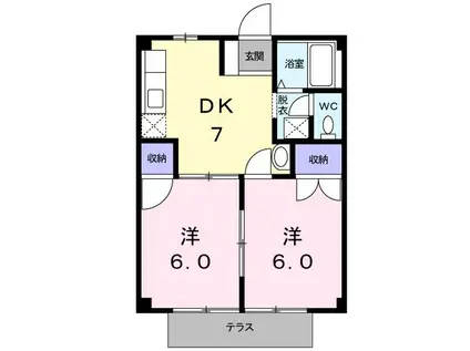 硯川ハイツ(2DK/1階)の間取り写真