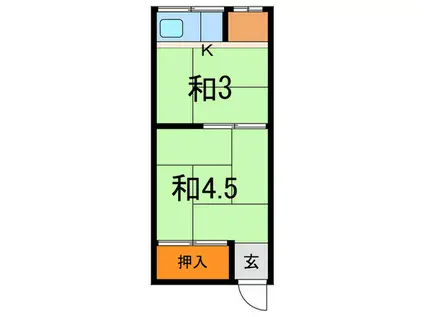 六甲ヴィラ(2K/2階)の間取り写真