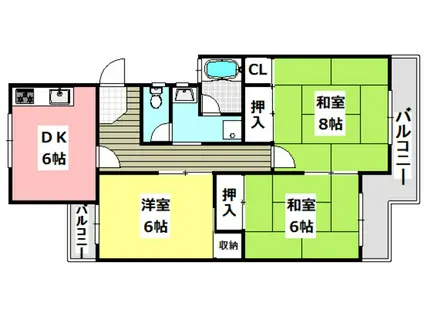 茨木上穂積(3DK/3階)の間取り写真